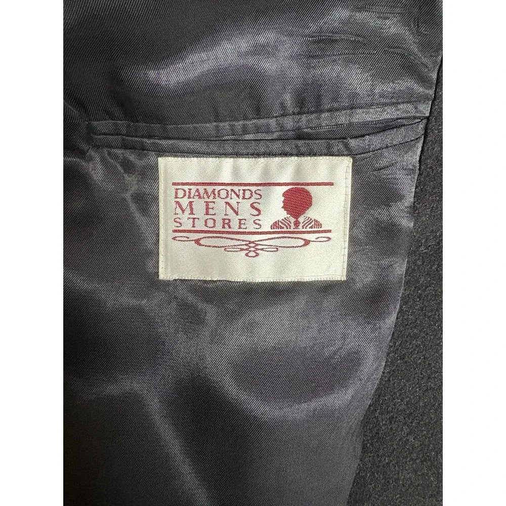 Oleg Cassini Cashmere Blend‎ Overcoat 44R Black Wool Italy Fabric Vintage EUC